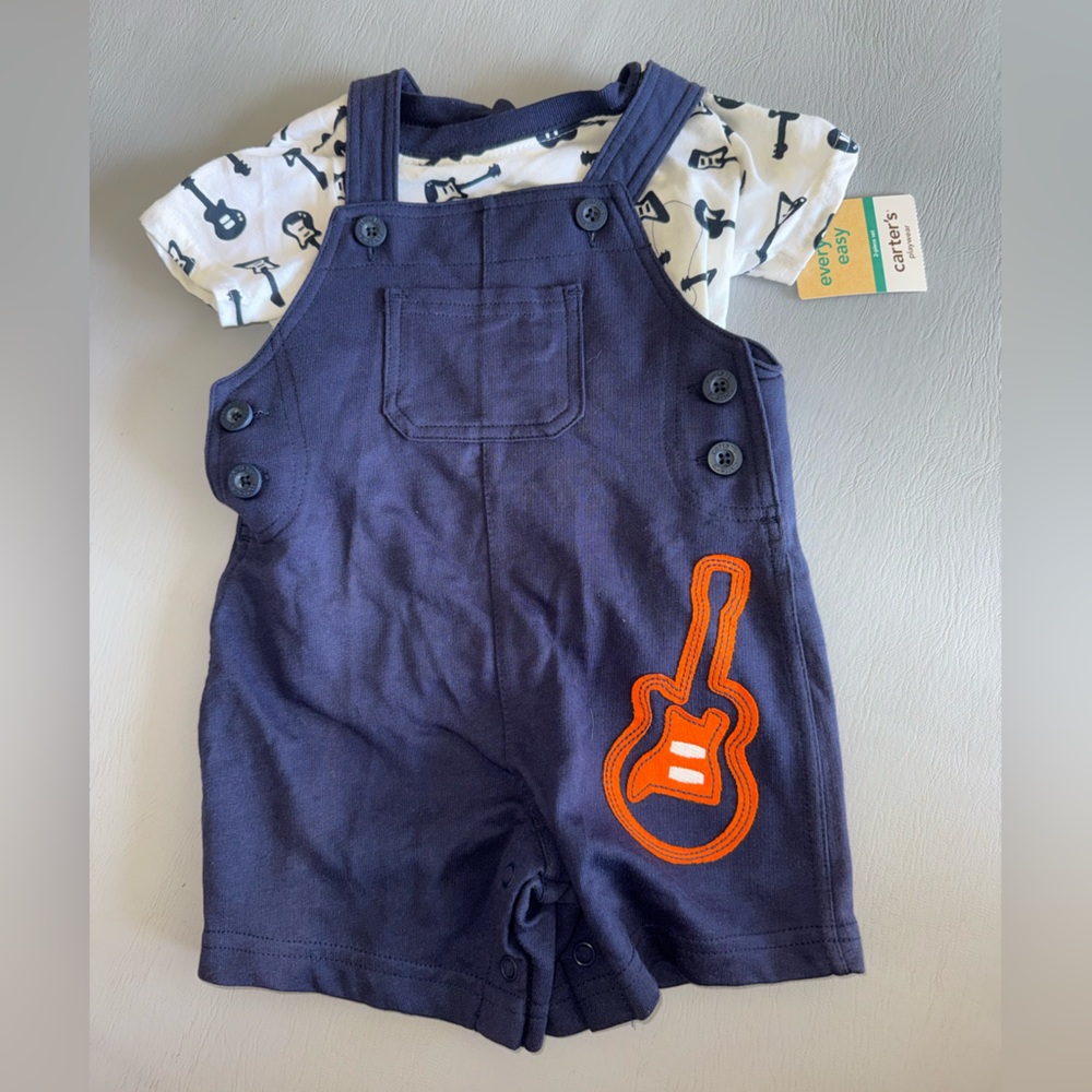 Carter's‎ Navy and White Guitar Print Kids Matching Set